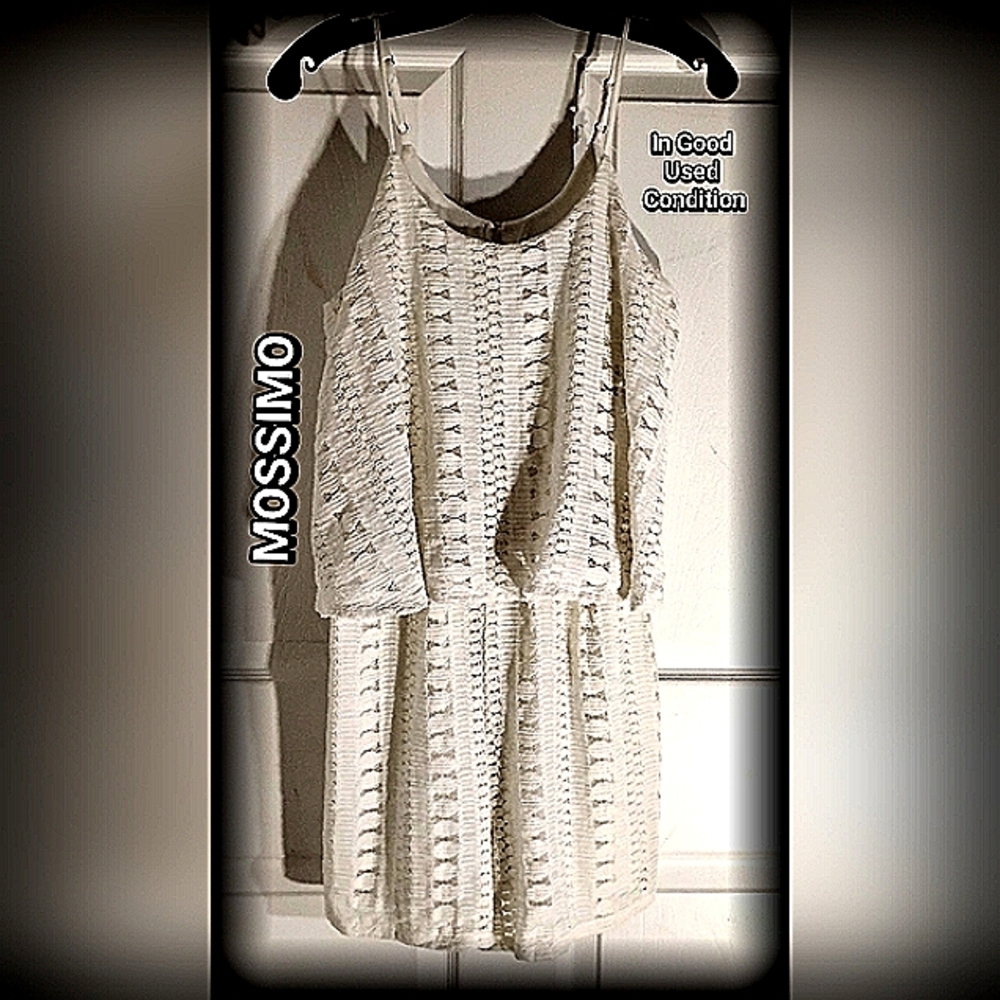 🦩Mossimo Romper Womens Ivory crochet Lace Layered Boho cottagecore Summer Sz M